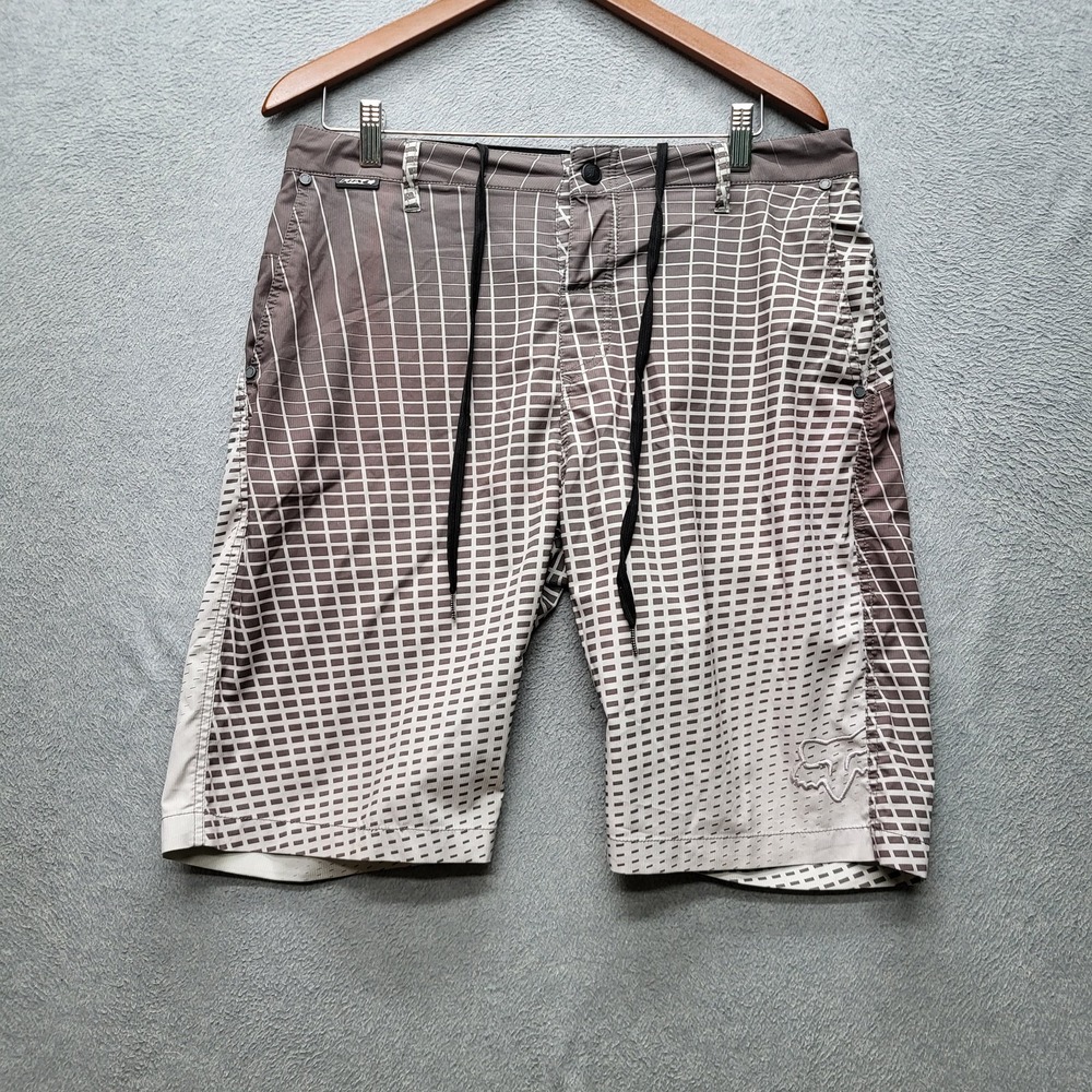 Fox Men Activewear Shorts 33 Gray Embroidered Cargo‎ Geometric Grunge Hydro 10"